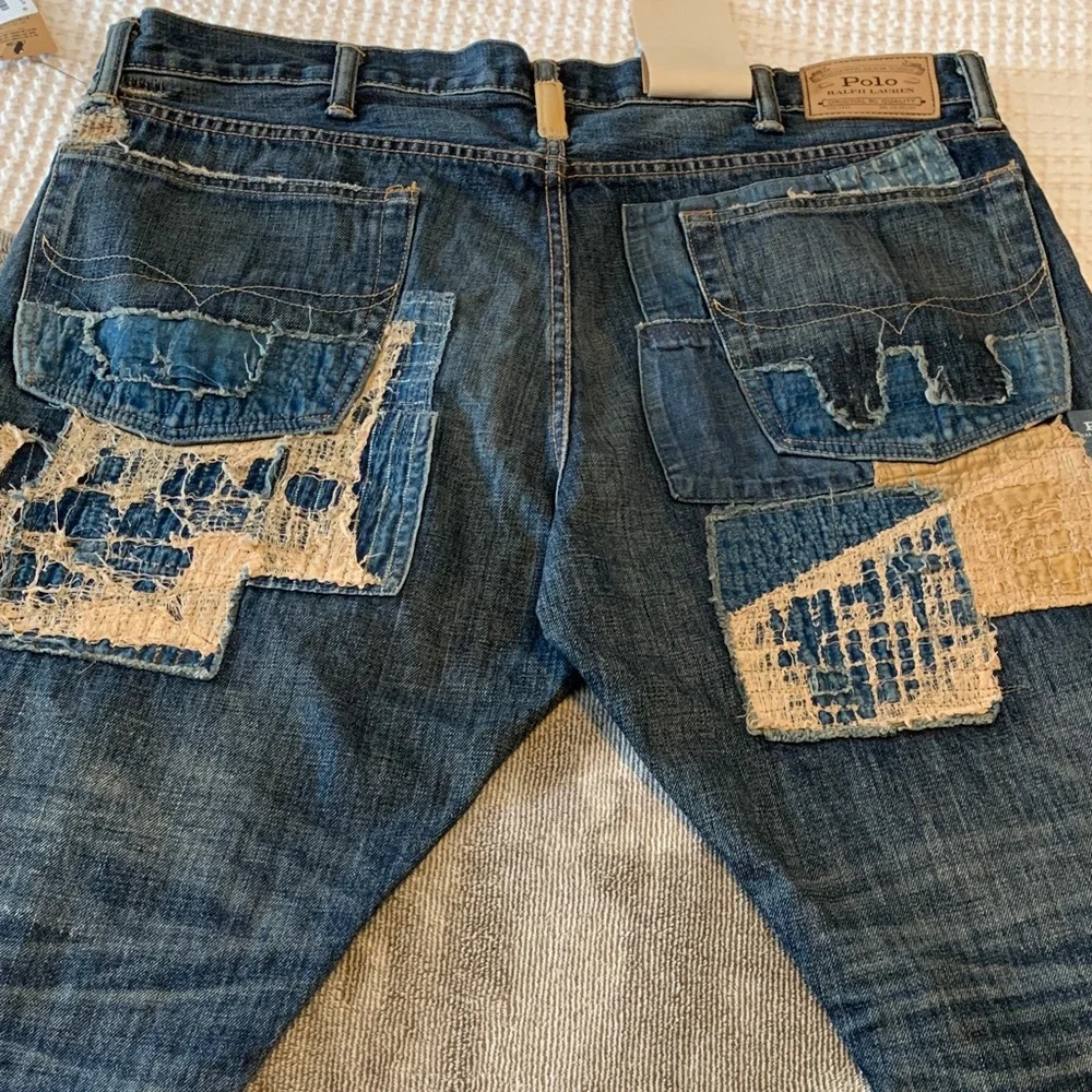 Polo by Ralph Lauren Patchwork Distressed Blue Men's Jeans - Picture 7 of 14